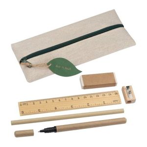 Writing set with ruler, eraser, sharpener, pencil
