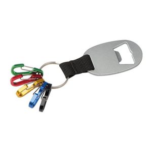 Keychain with bottle opener and 5 mini snap hooks