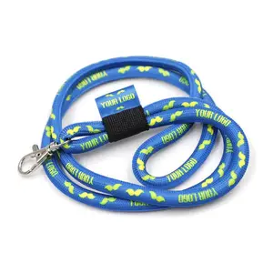 Cord tubular lanyard with carabier and safety buck